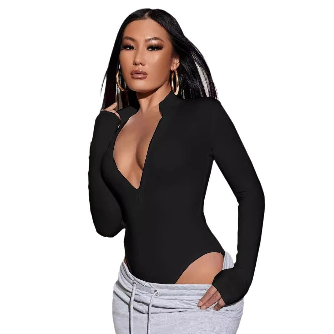 Women's Seamless Sculpting Bodysuit – Long-Sleeve Sports One-Piece