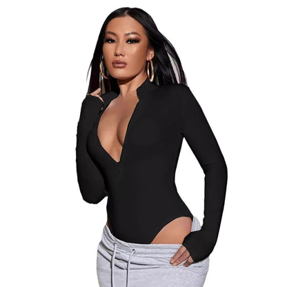 Women's Seamless Sculpting Bodysuit – Long-Sleeve Sports One-Piece