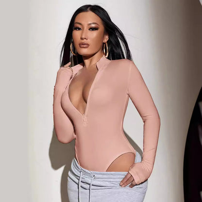 Women's Seamless Sculpting Bodysuit – Long-Sleeve Sports One-Piece