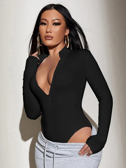 Women's Seamless Sculpting Bodysuit – Long-Sleeve Sports One-Piece
