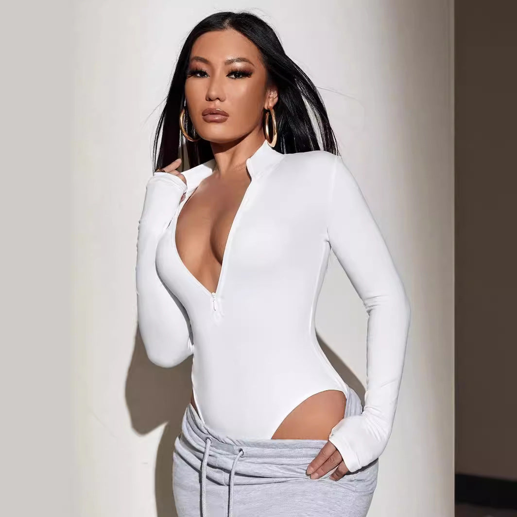 Women's Seamless Sculpting Bodysuit – Long-Sleeve Sports One-Piece