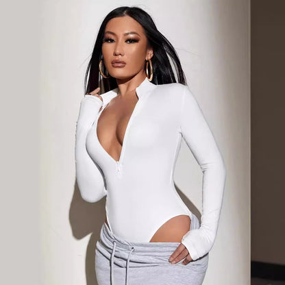 Women's Seamless Sculpting Bodysuit – Long-Sleeve Sports One-Piece